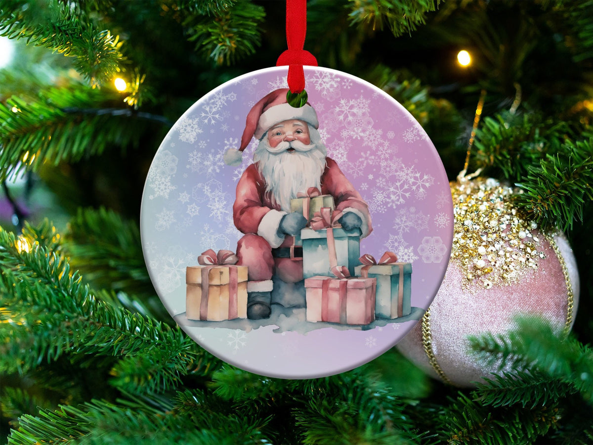 Christmas 2024 Ornament, Christmas Decoration, Holiday Gift Idea, Heirloom Keepsake, Round Ceramic, Gift Exchange, Gift Idea, Santa