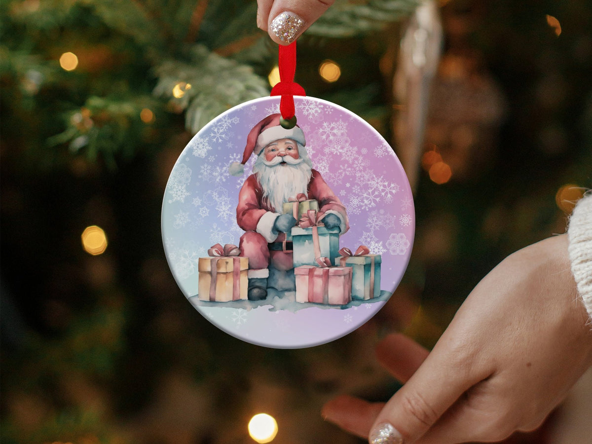 Christmas 2024 Ornament, Christmas Decoration, Holiday Gift Idea, Heirloom Keepsake, Round Ceramic, Gift Exchange, Gift Idea, Santa