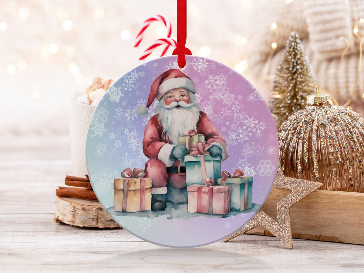 Christmas 2024 Ornament, Christmas Decoration, Holiday Gift Idea, Heirloom Keepsake, Round Ceramic, Gift Exchange, Gift Idea, Santa