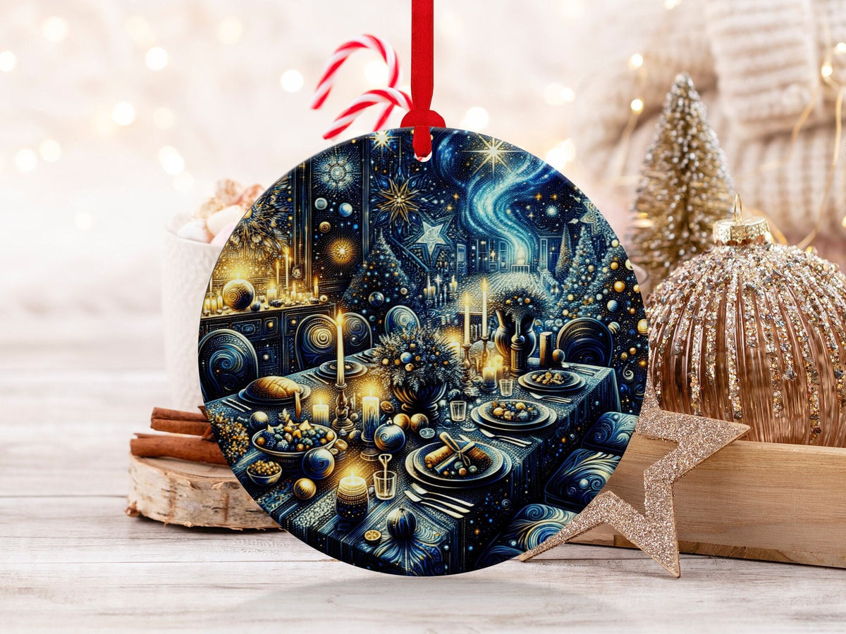 Christmas 2024 Ornament, Christmas Decoration, Holiday Gift Idea, Heirloom Keepsake, Round Ceramic, Gift Exchange, Gift Idea, Xmas Feast