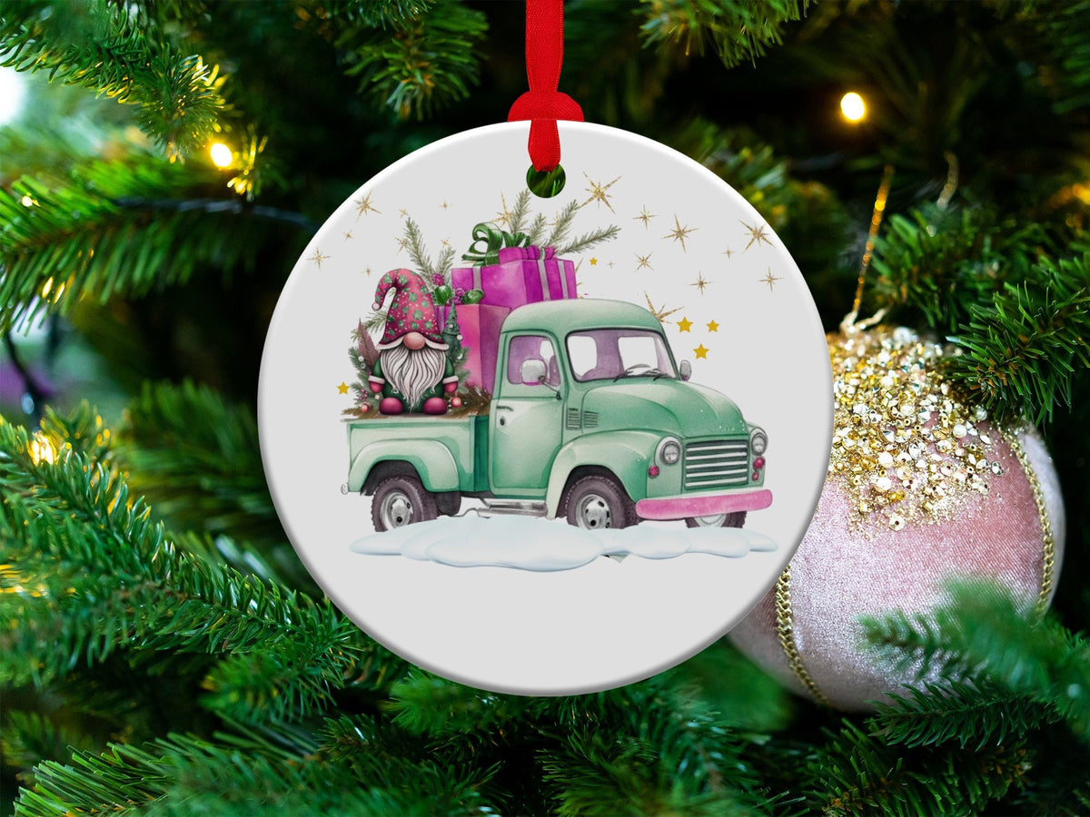 Christmas 2024 Ornament, Christmas Decoration, Holiday Gift Idea, Heirloom Keepsake, Round Ceramic, Gift Exchange, Gift Idea, Gnome