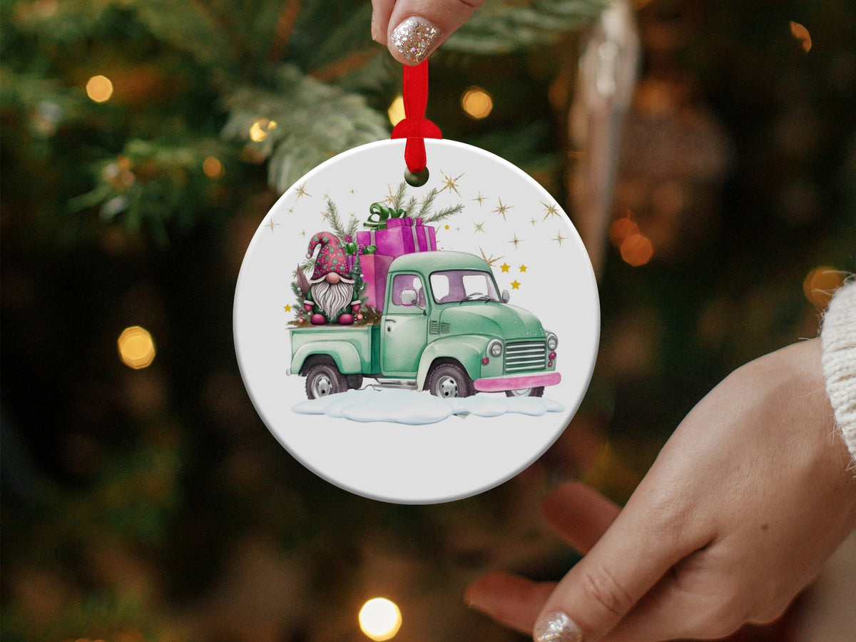 Christmas 2024 Ornament, Christmas Decoration, Holiday Gift Idea, Heirloom Keepsake, Round Ceramic, Gift Exchange, Gift Idea, Gnome