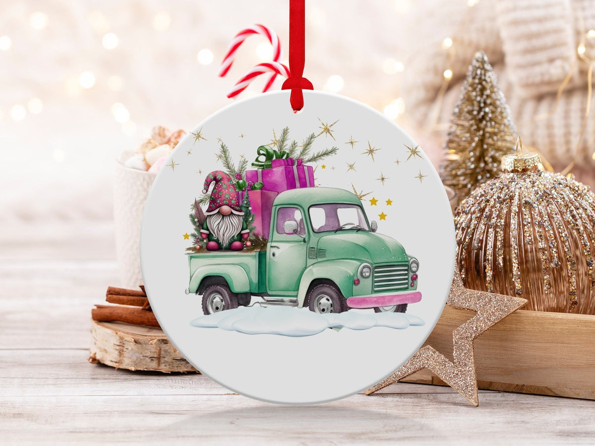 Christmas 2024 Ornament, Christmas Decoration, Holiday Gift Idea, Heirloom Keepsake, Round Ceramic, Gift Exchange, Gift Idea, Gnome