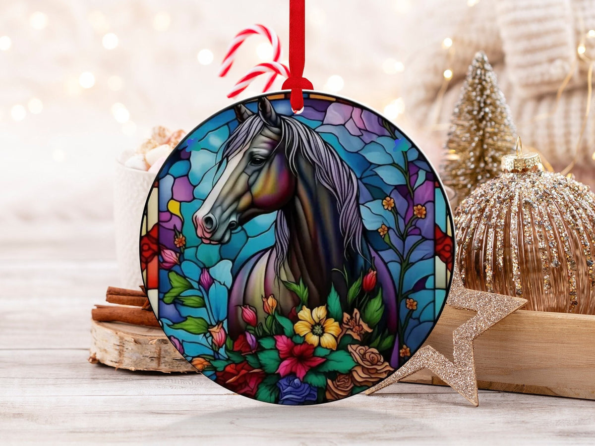 Christmas 2024 Ornament, Christmas Decoration, Holiday Gift Idea, Heirloom Keepsake, Round Ceramic, Gift Exchange, Gift Idea, Horse