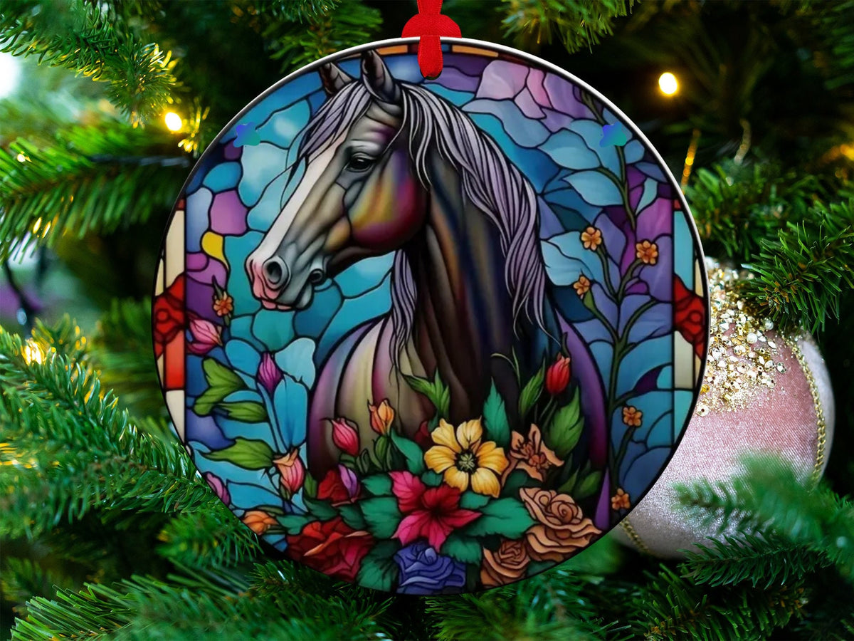 Christmas 2024 Ornament, Christmas Decoration, Holiday Gift Idea, Heirloom Keepsake, Round Ceramic, Gift Exchange, Gift Idea, Horse