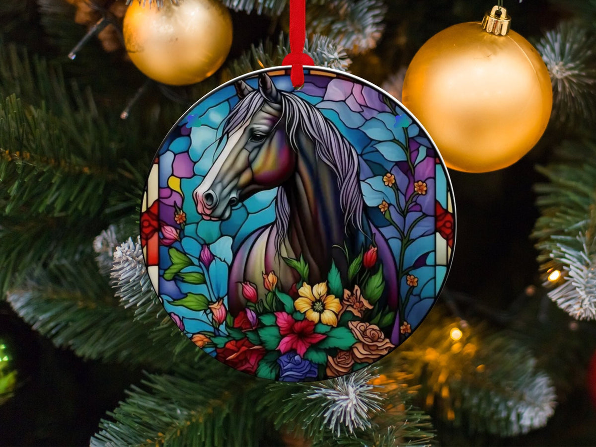 Christmas 2024 Ornament, Christmas Decoration, Holiday Gift Idea, Heirloom Keepsake, Round Ceramic, Gift Exchange, Gift Idea, Horse