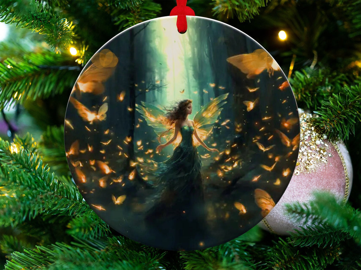 Christmas 2023 Ornament, Christmas Decoration, Holiday Gift Idea, Heirloom Keepsake, Round Ceramic, Gift Exchange, Gift Idea, Angel