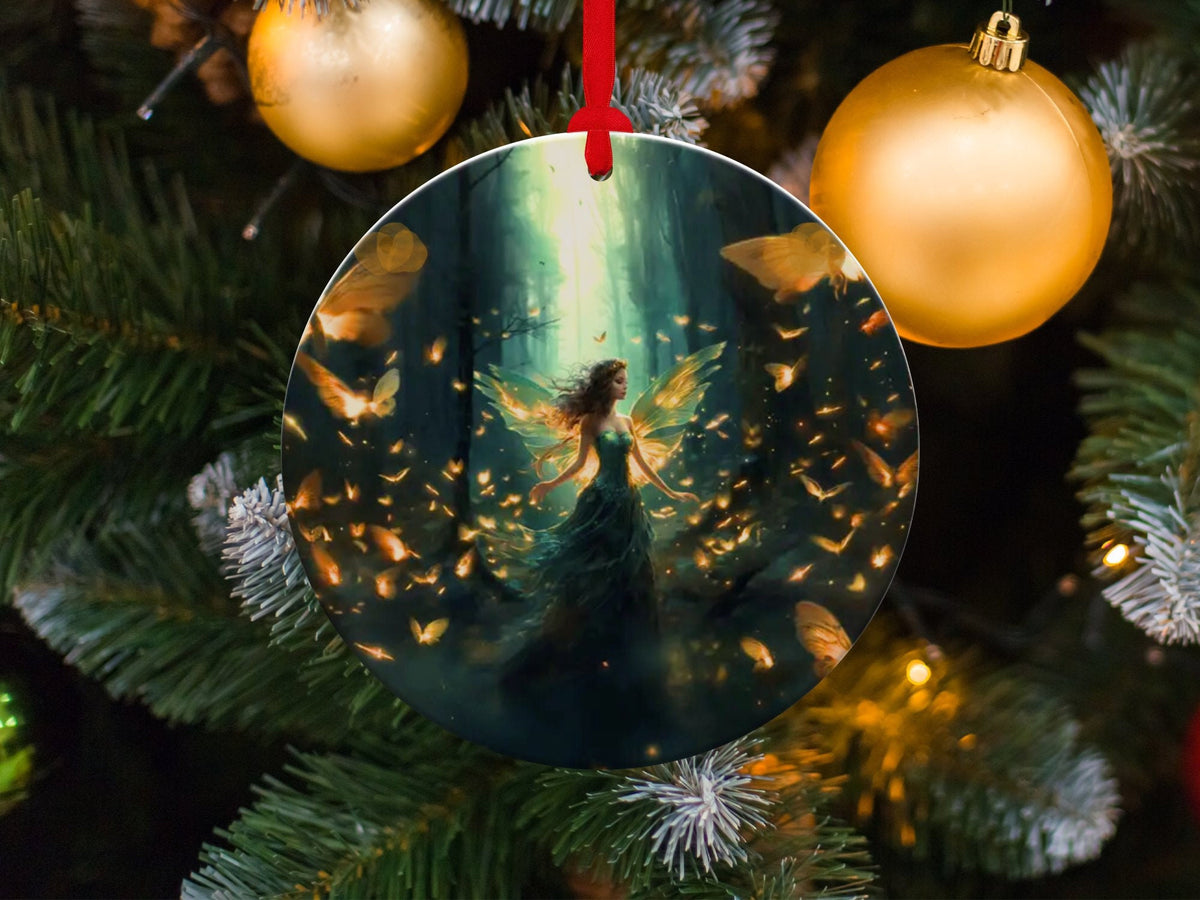 Christmas 2023 Ornament, Christmas Decoration, Holiday Gift Idea, Heirloom Keepsake, Round Ceramic, Gift Exchange, Gift Idea, Angel