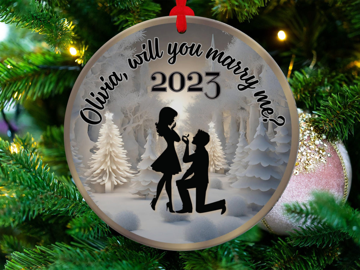 Personalized 2023 Ornament, Christmas Decoration, Holiday Gift Idea, Keepsake, Gift Exchange, Gift Idea, Will You Marry Me Ornament