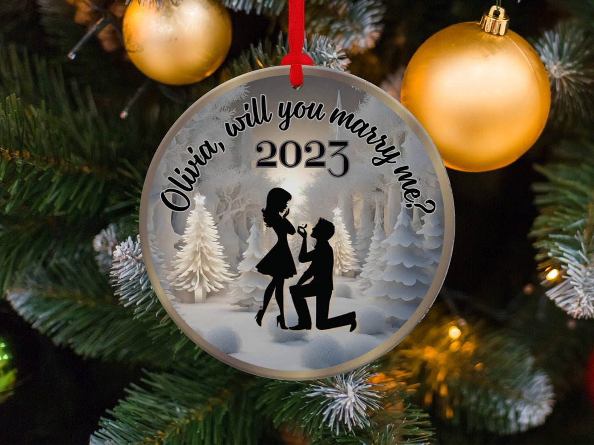 Personalized 2023 Ornament, Christmas Decoration, Holiday Gift Idea, Keepsake, Gift Exchange, Gift Idea, Will You Marry Me Ornament