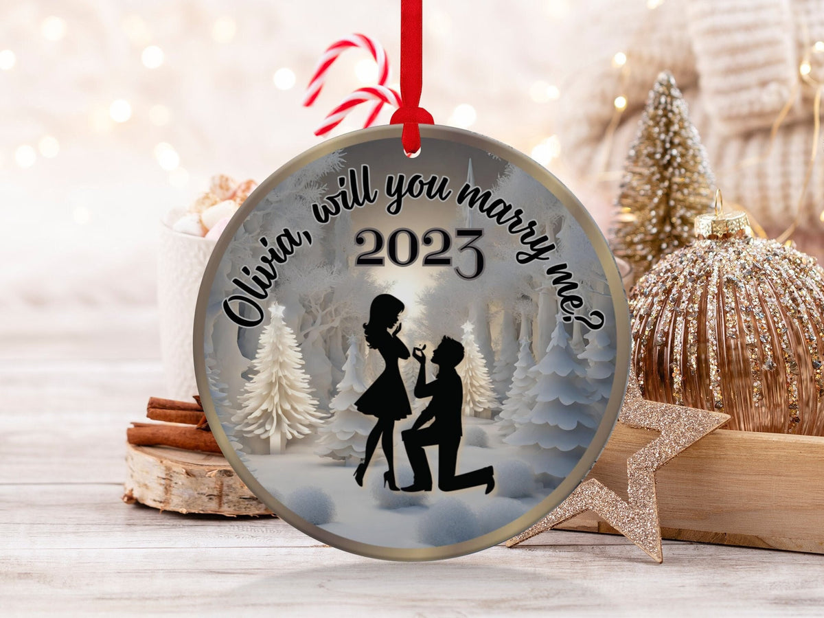 Personalized 2023 Ornament, Christmas Decoration, Holiday Gift Idea, Keepsake, Gift Exchange, Gift Idea, Will You Marry Me Ornament