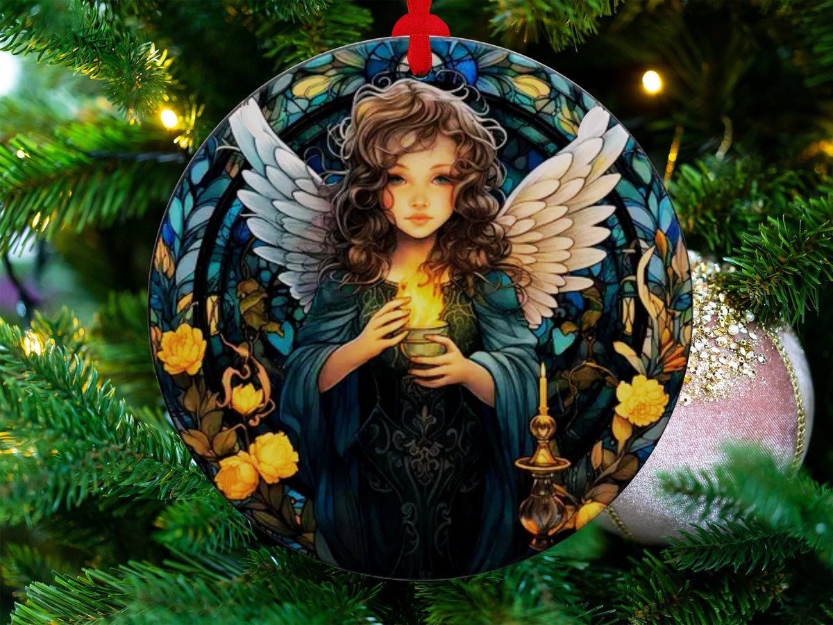 Christmas 2024 Ornament, Christmas Decoration, Holiday Gift Idea, Heirloom Keepsake, Round Ceramic, Gift Exchange, Gift Idea, Angel