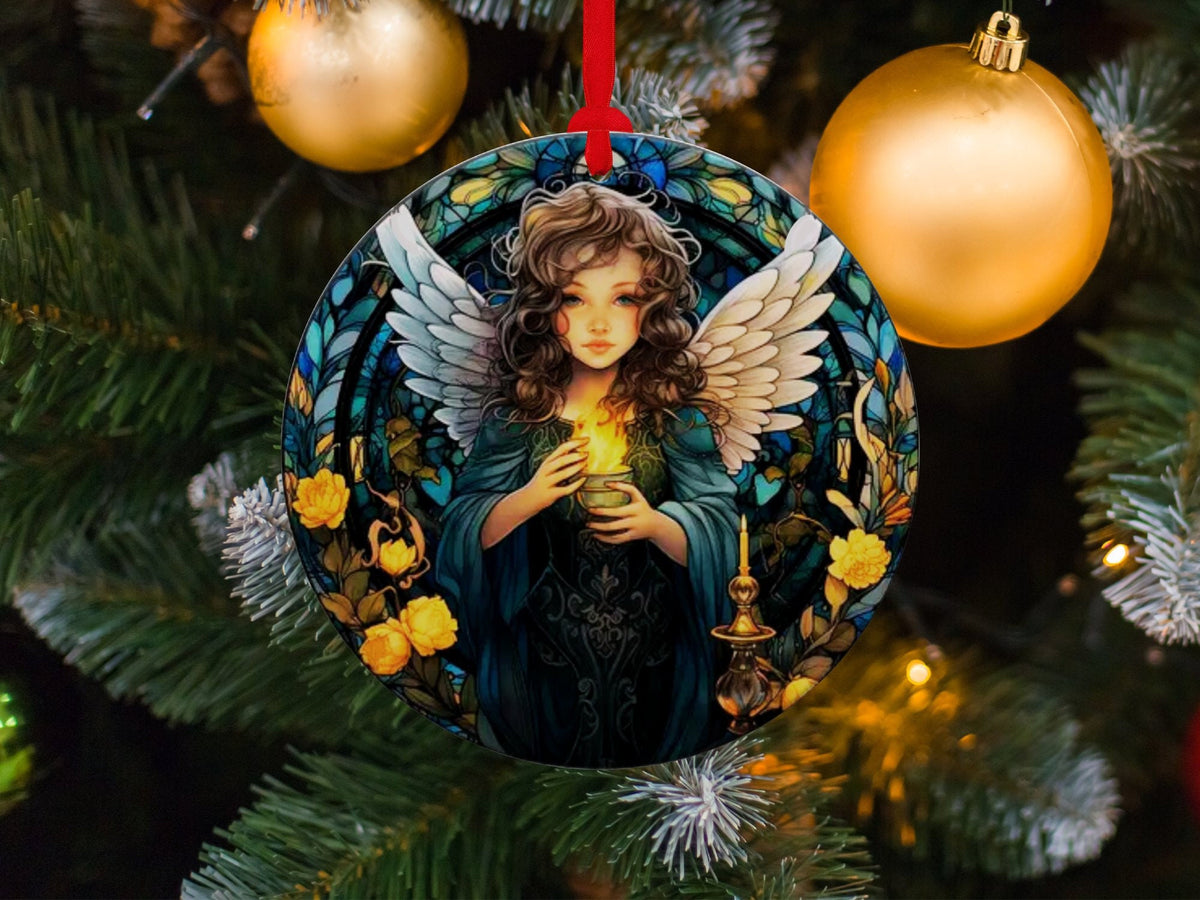 Christmas 2024 Ornament, Christmas Decoration, Holiday Gift Idea, Heirloom Keepsake, Round Ceramic, Gift Exchange, Gift Idea, Angel