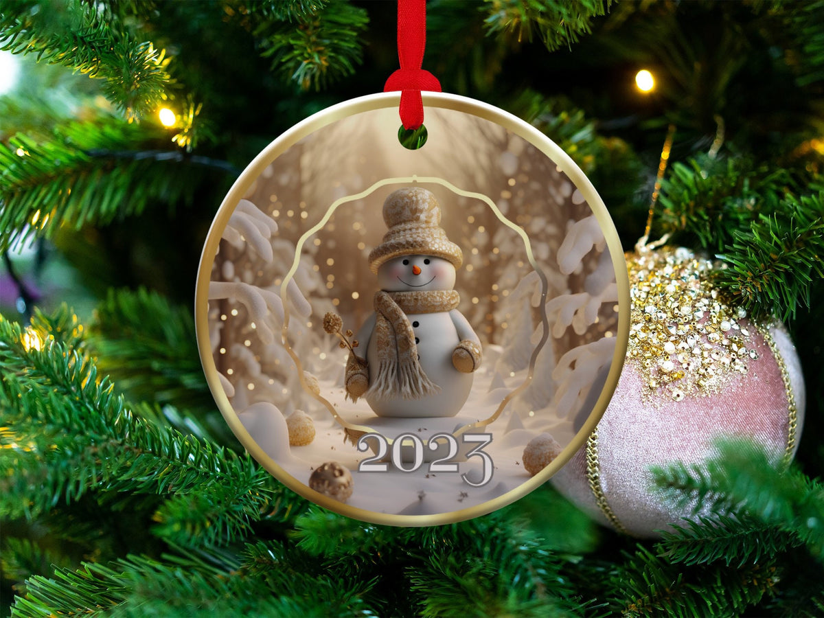 Christmas 2024 Ornament, Christmas Decoration, Holiday Gift Idea, Heirloom Keepsake, Round Ceramic, Gift Exchange, Gift Idea, Xmas Tree