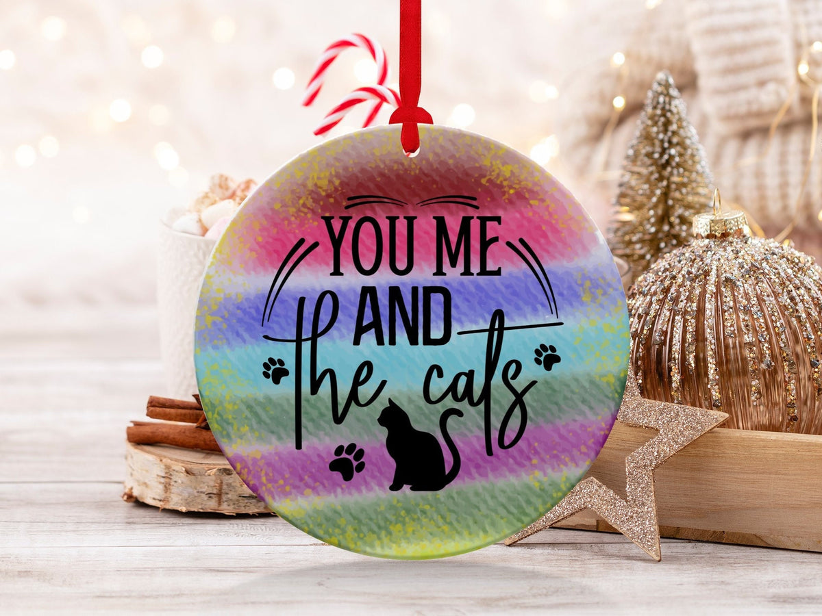 Christmas 2024 Ornament, Christmas Decoration, Holiday Gift Idea, Heirloom Keepsake, Round Ceramic, Gift Exchange, Gift Idea, Cat Pet