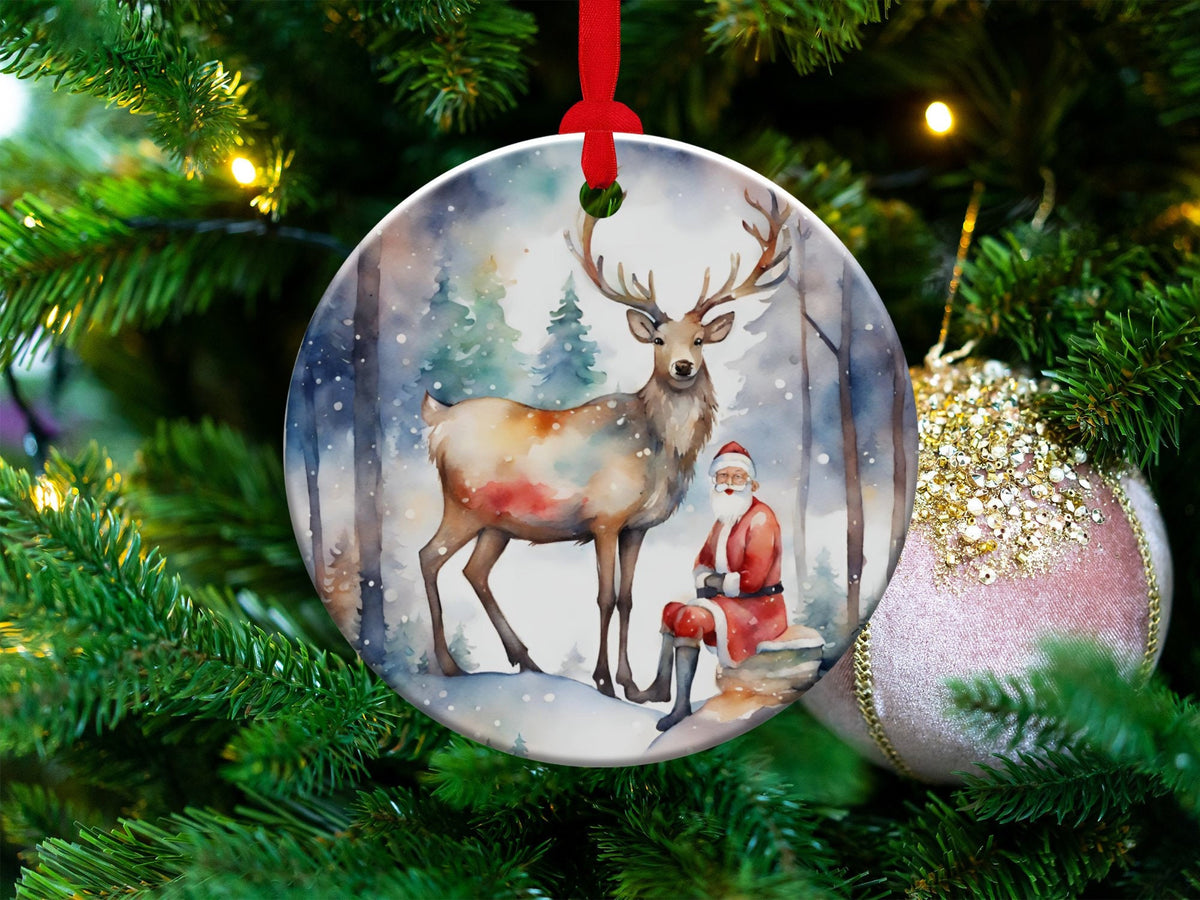Christmas 2024 Ornament, Christmas Decoration, Holiday Gift Idea, Heirloom Keepsake, Gift Exchange, Gift Idea, Santa & Deer