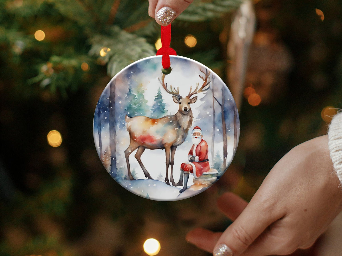 Christmas 2024 Ornament, Christmas Decoration, Holiday Gift Idea, Heirloom Keepsake, Gift Exchange, Gift Idea, Santa & Deer