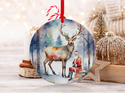 Christmas 2024 Ornament, Christmas Decoration, Holiday Gift Idea, Heirloom Keepsake, Gift Exchange, Gift Idea, Santa & Deer