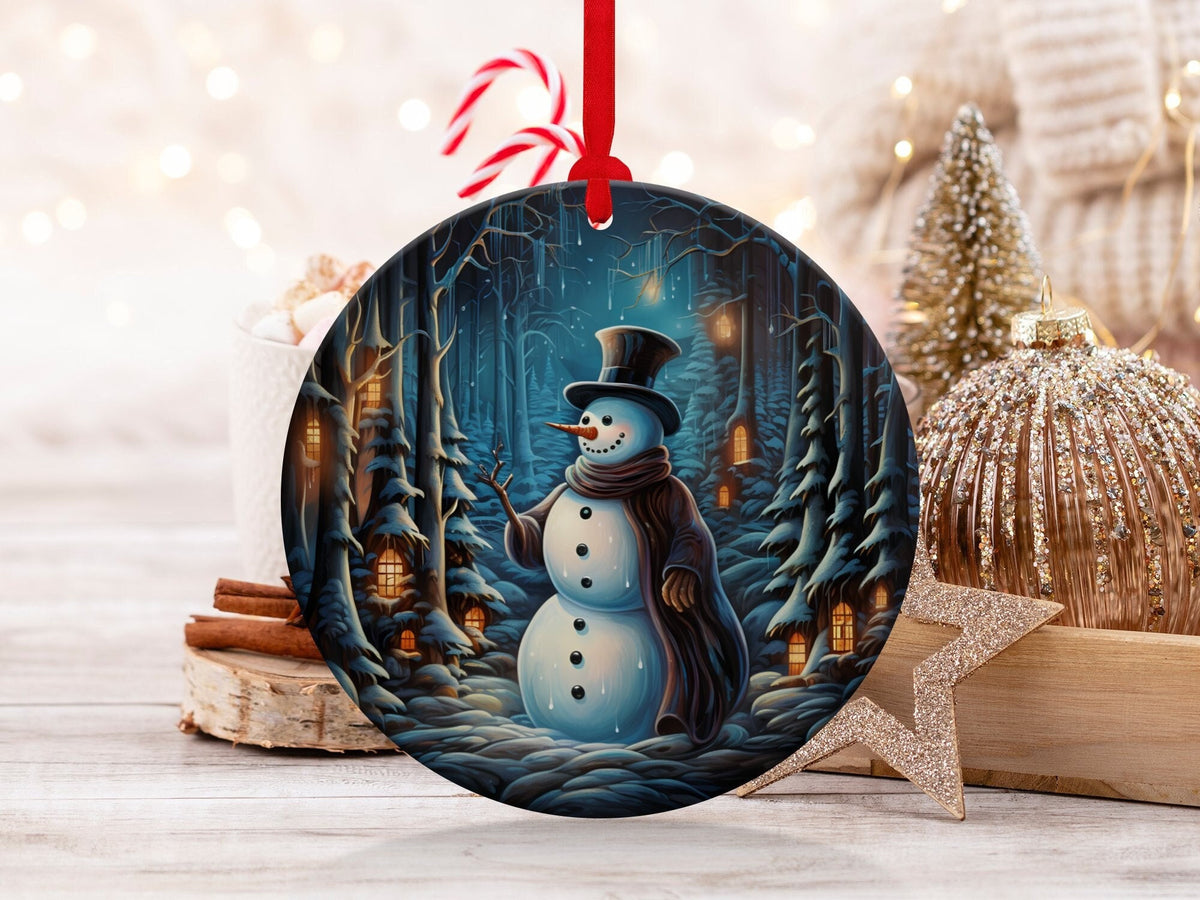 Christmas 2024 Ornament, Christmas Decoration, Holiday Gift Idea, Heirloom Keepsake, Round Ceramic, Gift Exchange, Gift Idea, Snowman