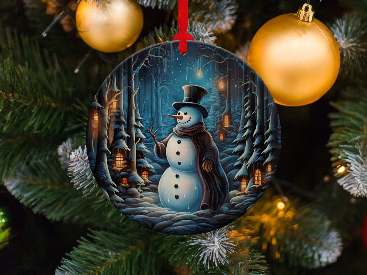 Christmas 2024 Ornament, Christmas Decoration, Holiday Gift Idea, Heirloom Keepsake, Round Ceramic, Gift Exchange, Gift Idea, Snowman