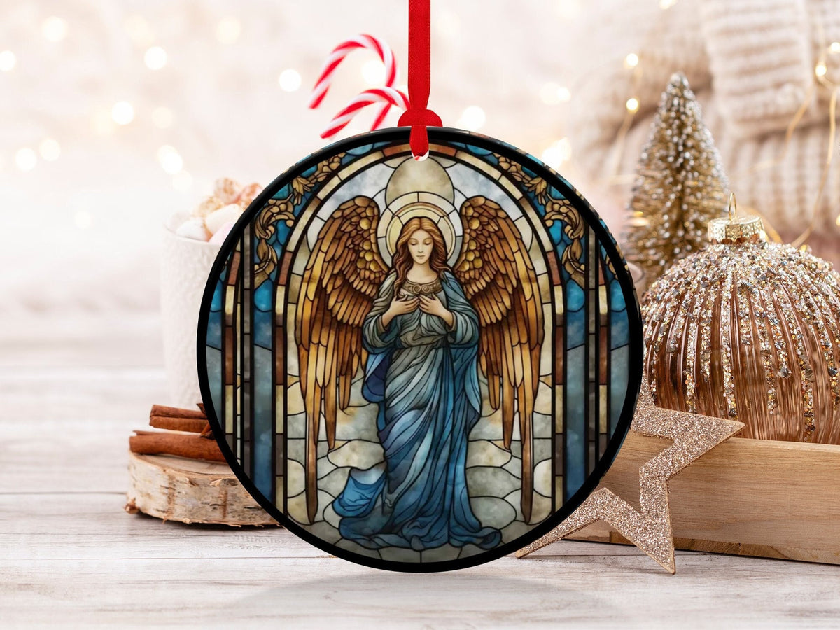 Christmas 2024 Ornament, Christmas Decoration, Holiday Gift Idea, Heirloom Keepsake, Round Ceramic, Gift Exchange, Gift Idea, Angel Ornament