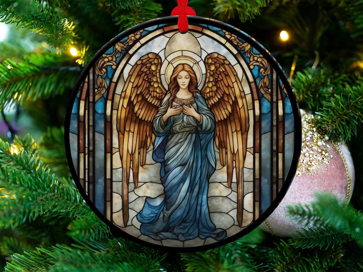 Christmas 2024 Ornament, Christmas Decoration, Holiday Gift Idea, Heirloom Keepsake, Round Ceramic, Gift Exchange, Gift Idea, Angel Ornament