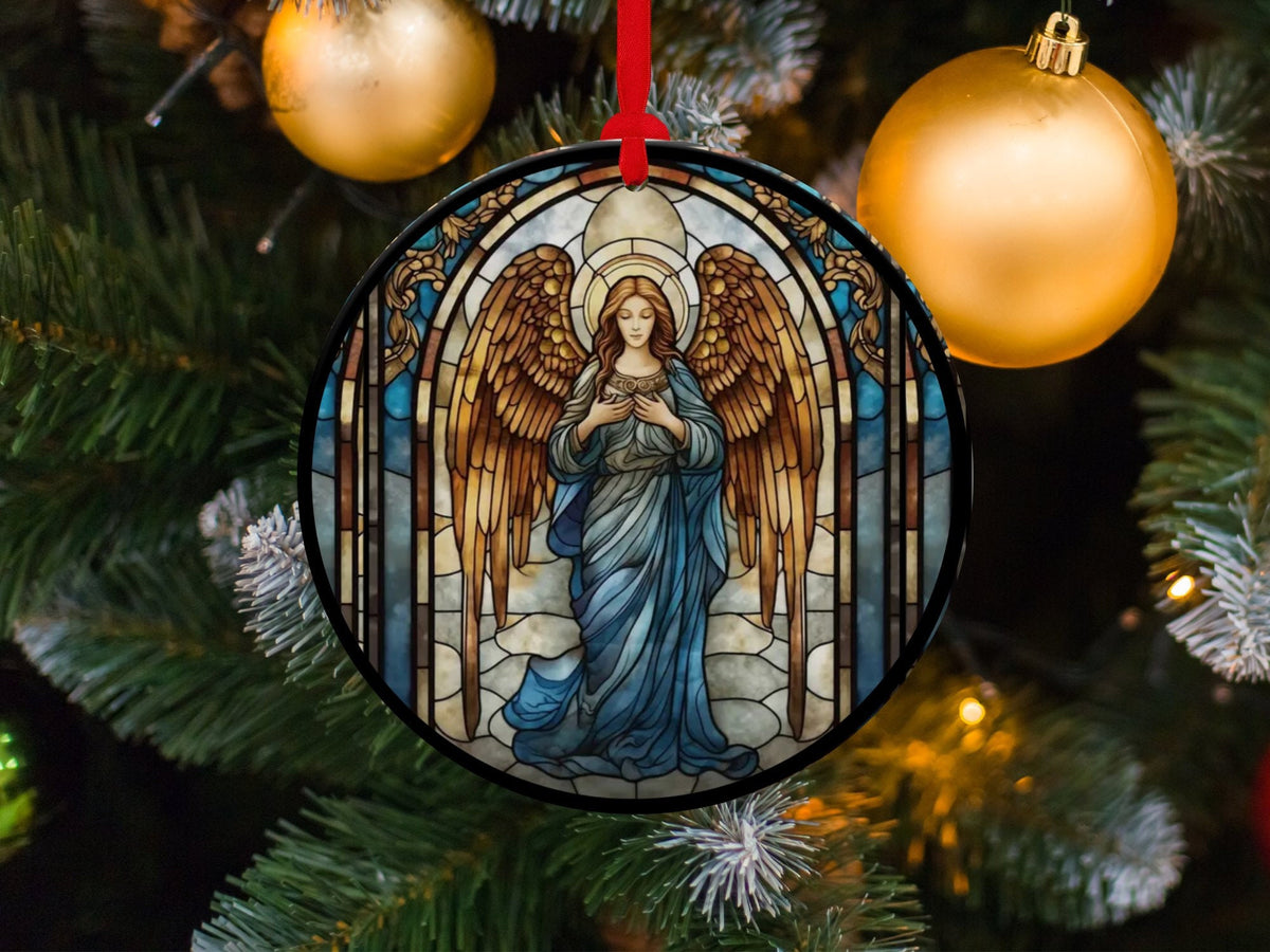 Christmas 2024 Ornament, Christmas Decoration, Holiday Gift Idea, Heirloom Keepsake, Round Ceramic, Gift Exchange, Gift Idea, Angel Ornament