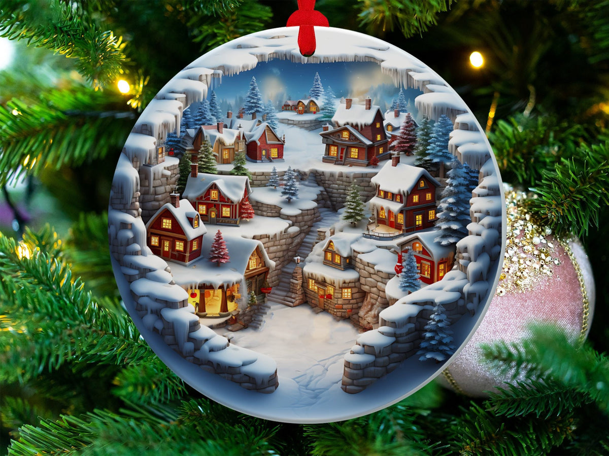 Christmas 2024 Ornament, Christmas Decoration, Holiday Gift Idea, Heirloom Keepsake, Round Ceramic, Gift Exchange, Gift Idea, Xmas Village