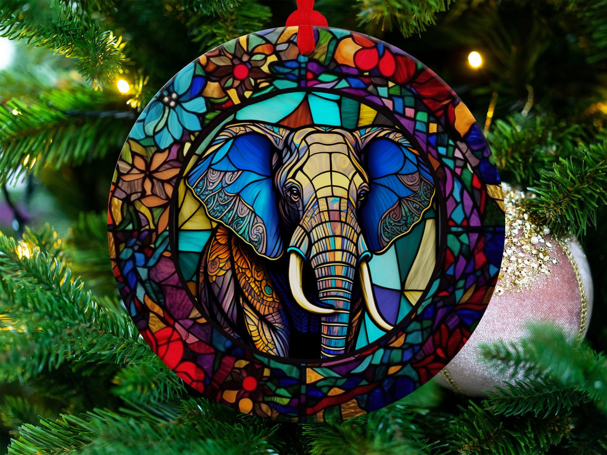 Christmas 2024 Ornament, Christmas Decoration, Holiday Gift Idea, Heirloom Keepsake, Round Ceramic, Gift Exchange, Gift Idea, Elephant