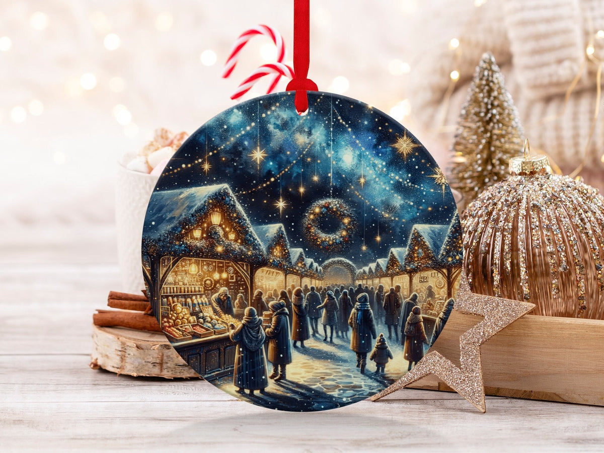Christmas 2024 Ornament, Christmas Decoration, Holiday Gift Idea, Heirloom Keepsake, Round Ceramic, Gift Exchange, Gift Idea, Xmas Carnival
