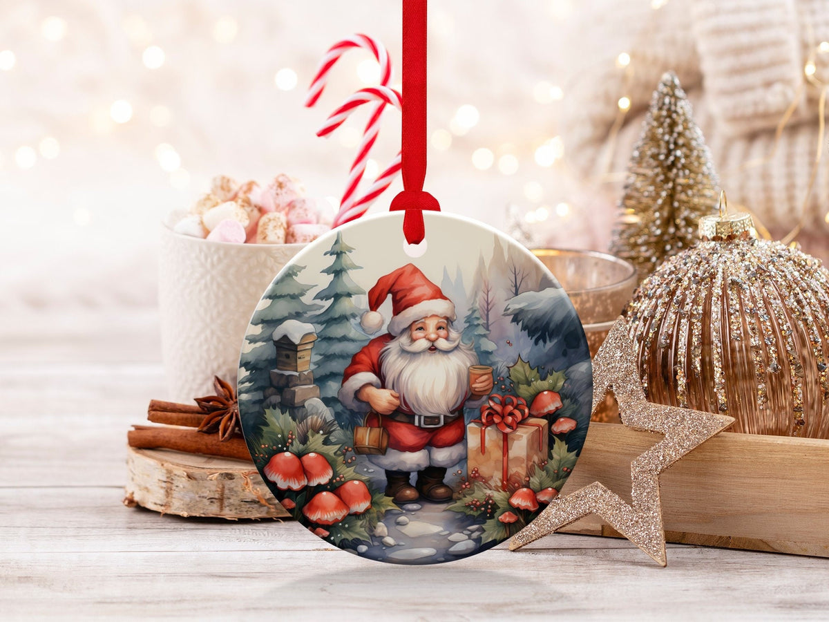 Christmas 2024 Ornament, Christmas Decoration, Holiday Gift Idea, Heirloom Keepsake, Round Ceramic, Gift Exchange, Gift Idea, Santa Claus