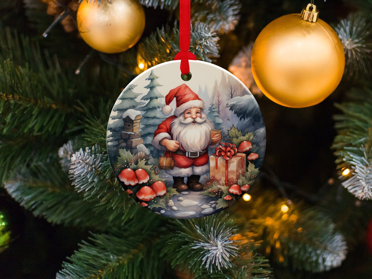 Christmas 2024 Ornament, Christmas Decoration, Holiday Gift Idea, Heirloom Keepsake, Round Ceramic, Gift Exchange, Gift Idea, Santa Claus