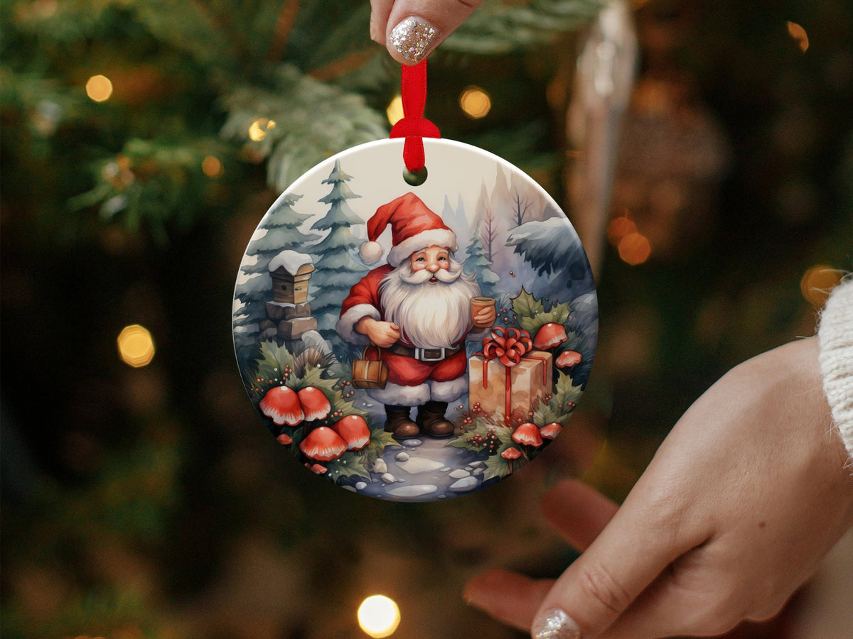 Christmas 2024 Ornament, Christmas Decoration, Holiday Gift Idea, Heirloom Keepsake, Round Ceramic, Gift Exchange, Gift Idea, Santa Claus