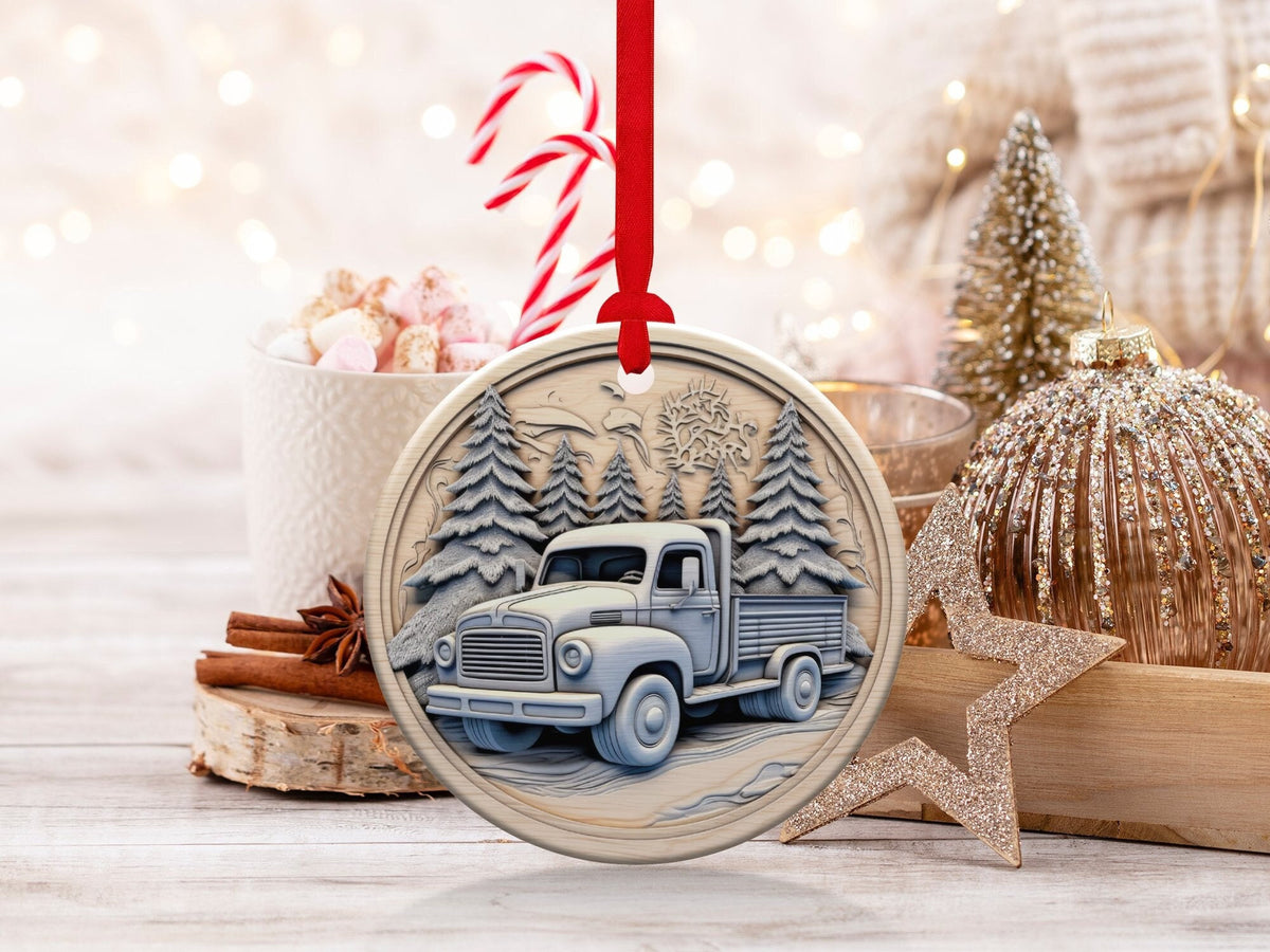 Christmas 2024 Ornament, Christmas Decoration, Holiday Gift Idea, Heirloom Keepsake, Round Ceramic, Gift Exchange, Gift Idea, Xmas Track
