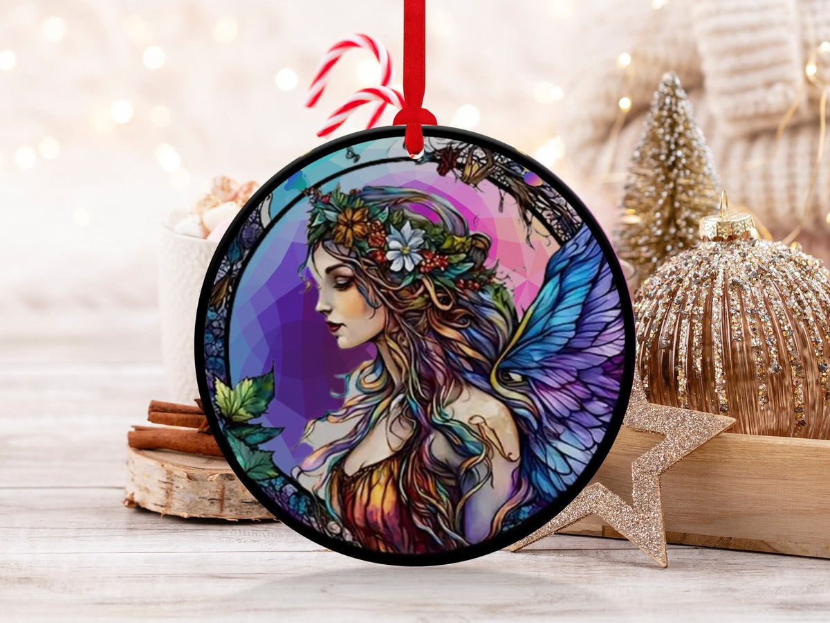 Christmas 2024 Ornament, Christmas Decoration, Holiday Gift Idea, Heirloom Keepsake, Round Ceramic, Gift Exchange, Gift Idea, Angel