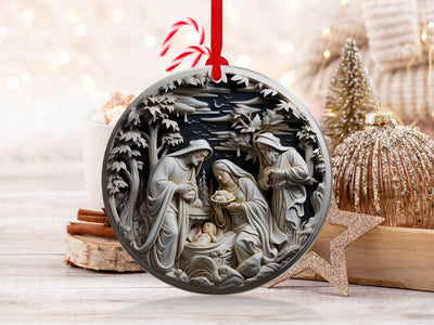 Christmas 2024 Ornament, Christmas Decoration, Holiday Gift Idea, Heirloom Keepsake, Round Ceramic, Gift Exchange, Gift Idea, Nativity