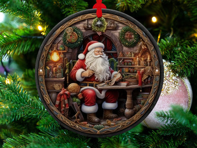 Christmas 2024 Ornament, Christmas Decoration, Holiday Gift Idea, Heirloom Keepsake, Round Ceramic, Gift Exchange, Gift Idea, Santa Claus