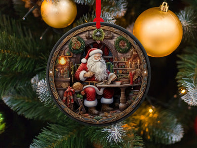 Christmas 2024 Ornament, Christmas Decoration, Holiday Gift Idea, Heirloom Keepsake, Round Ceramic, Gift Exchange, Gift Idea, Santa Claus
