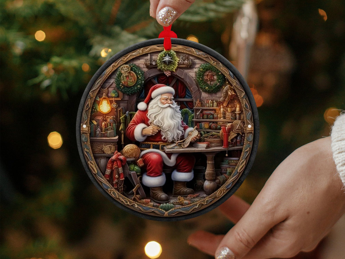 Christmas 2024 Ornament, Christmas Decoration, Holiday Gift Idea, Heirloom Keepsake, Round Ceramic, Gift Exchange, Gift Idea, Santa Claus