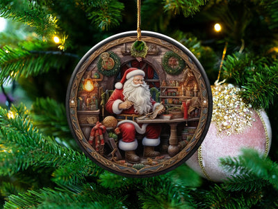 Christmas 2024 Ornament, Christmas Decoration, Holiday Gift Idea, Heirloom Keepsake, Round Ceramic, Gift Exchange, Gift Idea, Santa Claus