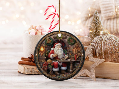 Christmas 2024 Ornament, Christmas Decoration, Holiday Gift Idea, Heirloom Keepsake, Round Ceramic, Gift Exchange, Gift Idea, Santa Claus