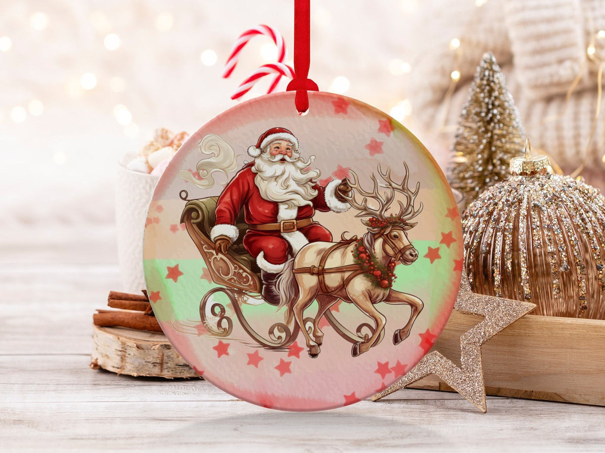 Christmas 2023 Ornament, Christmas Decoration, Holiday Gift Idea, Heirloom Keepsake, Round Ceramic, Gift Exchange, Gift Idea, Santa