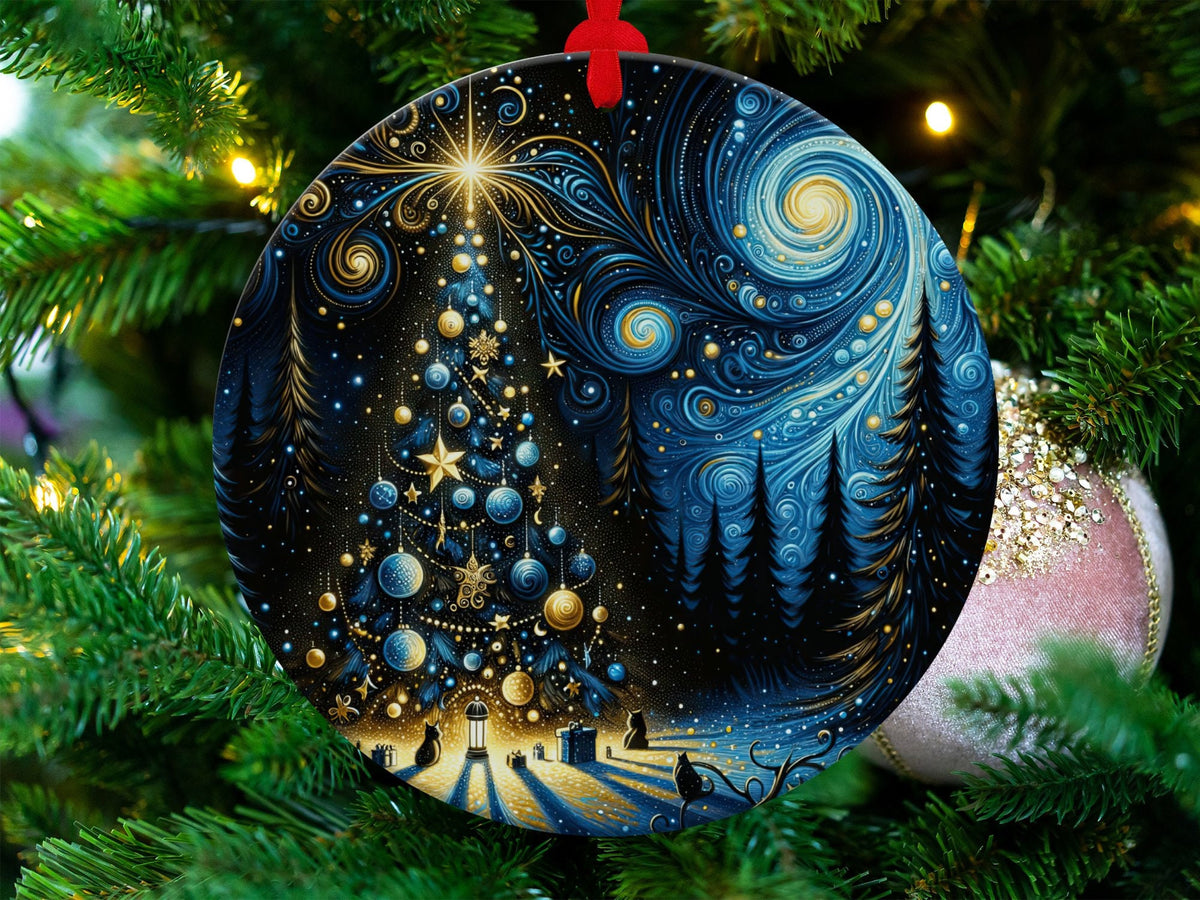 Christmas 2024 Ornament, Christmas Decoration, Holiday Gift Idea, Heirloom Keepsake, Round Ceramic, Gift Exchange, Gift Idea, Xmas Tree