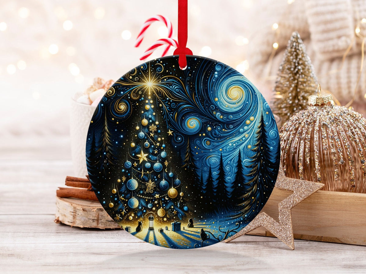 Christmas 2024 Ornament, Christmas Decoration, Holiday Gift Idea, Heirloom Keepsake, Round Ceramic, Gift Exchange, Gift Idea, Xmas Tree