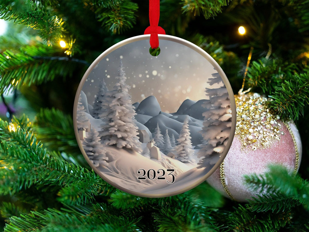 Christmas 2024 Ornament, Christmas Decoration, Holiday Gift Idea, Heirloom Keepsake, Round Ceramic, Gift Exchange, Gift Idea, X-Mas Ornament