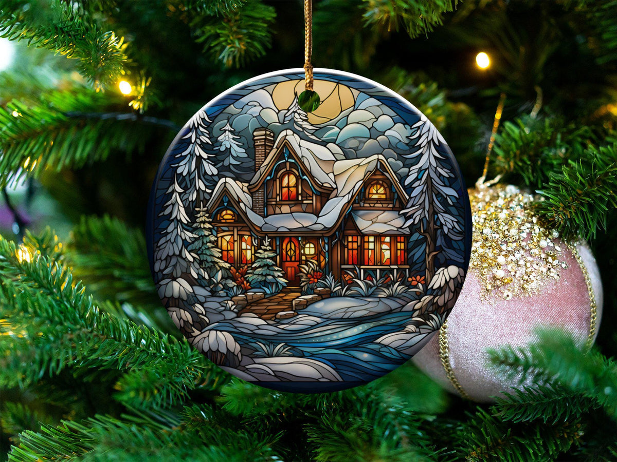 Christmas 2024 Ornament, Christmas Decoration, Holiday Gift Idea, Heirloom Keepsake, Round Ceramic, Gift Exchange, Gift Idea, Xmas House