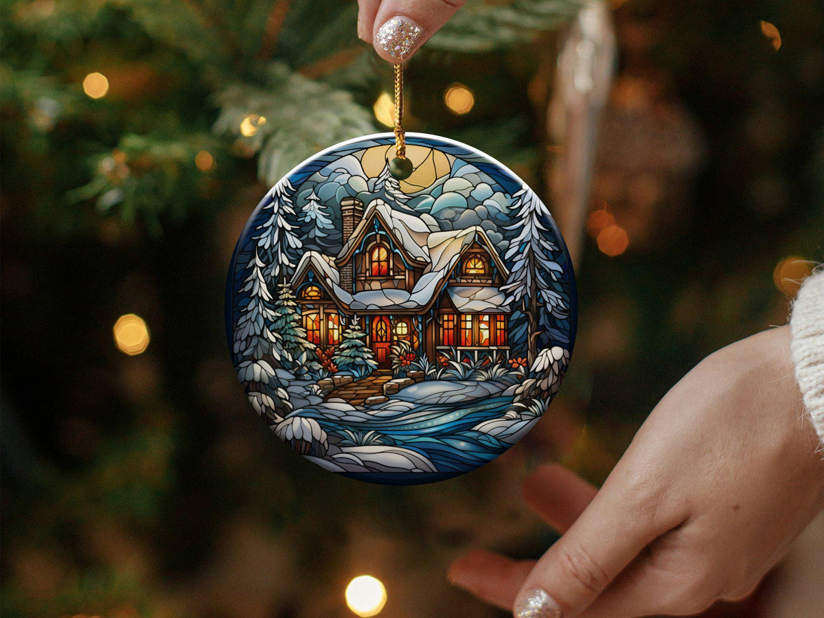 Christmas 2024 Ornament, Christmas Decoration, Holiday Gift Idea, Heirloom Keepsake, Round Ceramic, Gift Exchange, Gift Idea, Xmas House