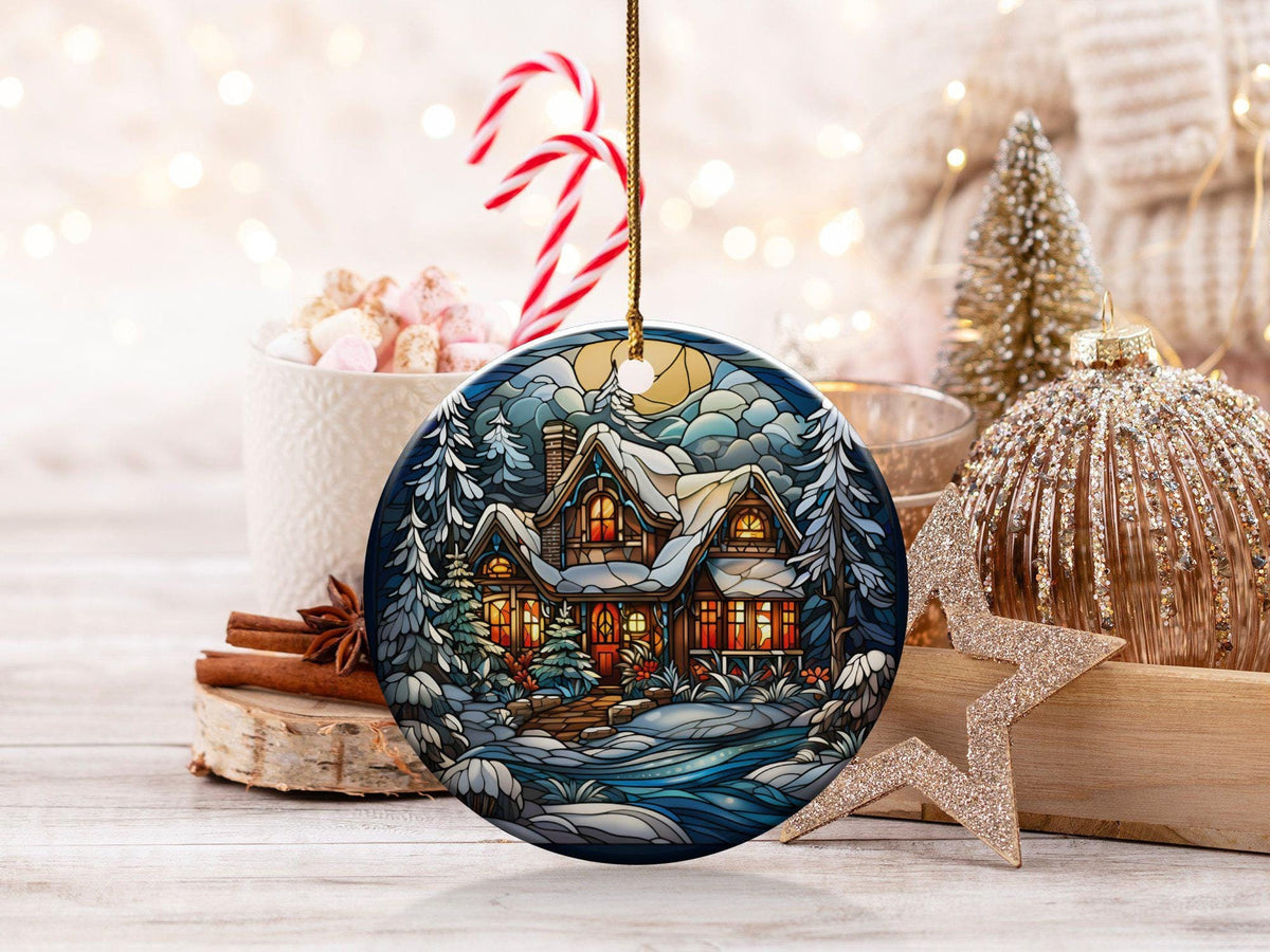 Christmas 2024 Ornament, Christmas Decoration, Holiday Gift Idea, Heirloom Keepsake, Round Ceramic, Gift Exchange, Gift Idea, Xmas House