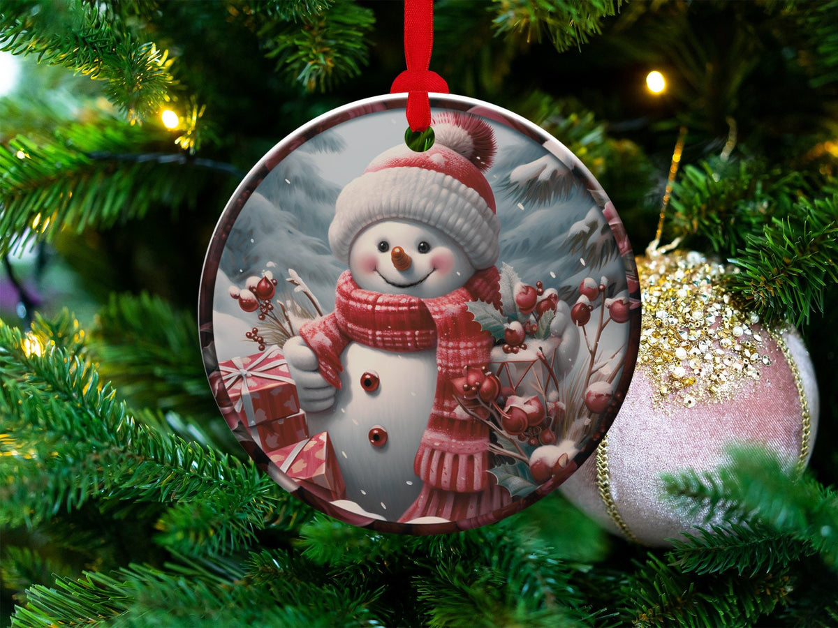 Christmas 2024 Ornament, Christmas Decoration, Holiday Gift Idea, Heirloom Keepsake, Round Ceramic, Gift Exchange, Gift Idea, Snowman