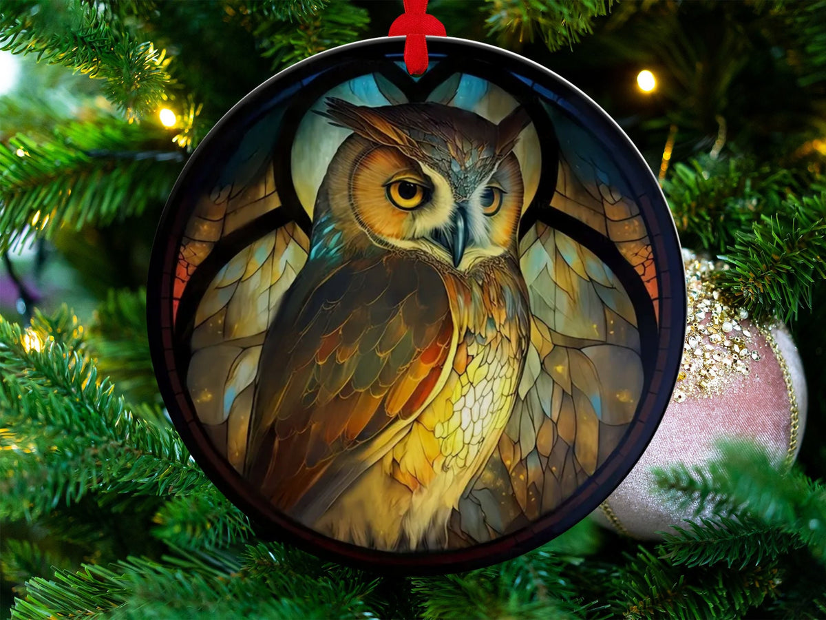 Christmas 2024 Ornament, Christmas Decoration, Holiday Gift Idea, Heirloom Keepsake, Round Ceramic, Gift Exchange, Gift Idea, Owl